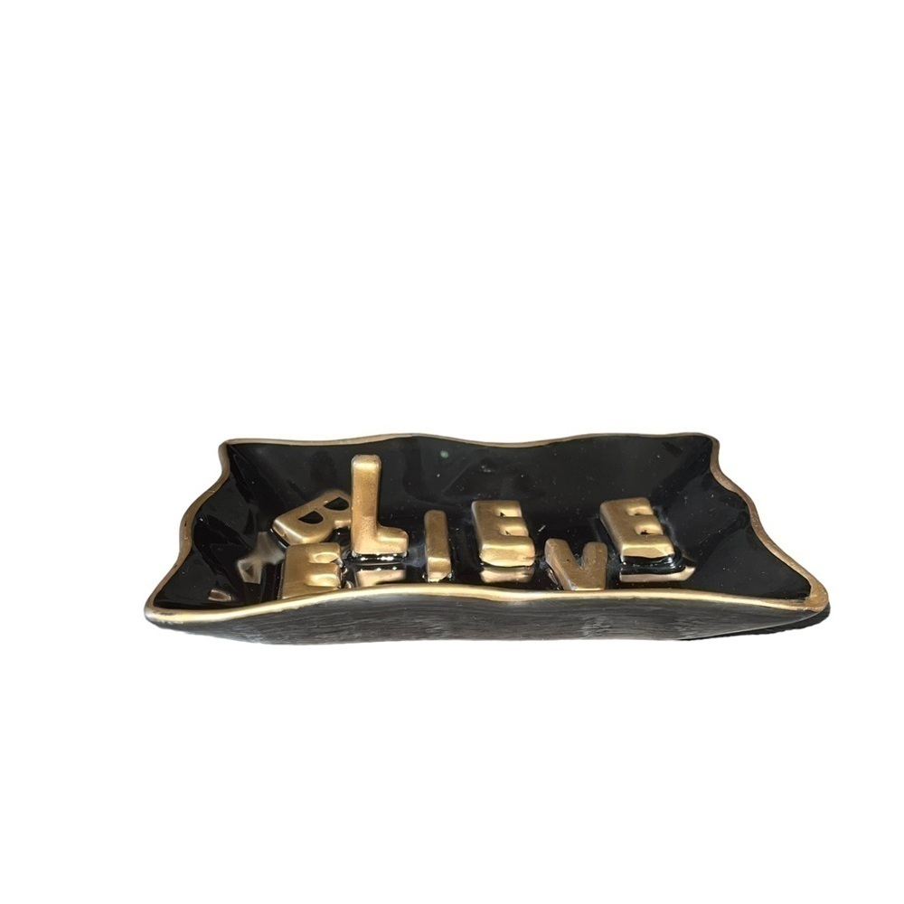 Believe Black & Gold Ring Jewelry Tray - Picture 2 of 5